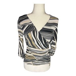 Y2K Abstract Striped Wrap-Top Blouse